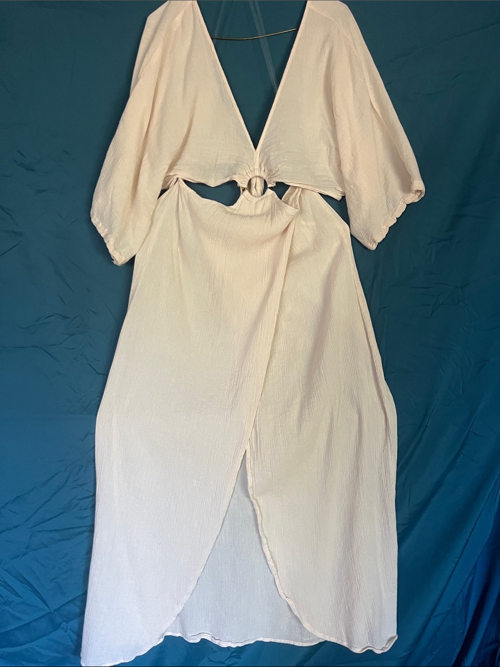 Sanctuary Cream Cutout Midi Coverup with Ring Detail